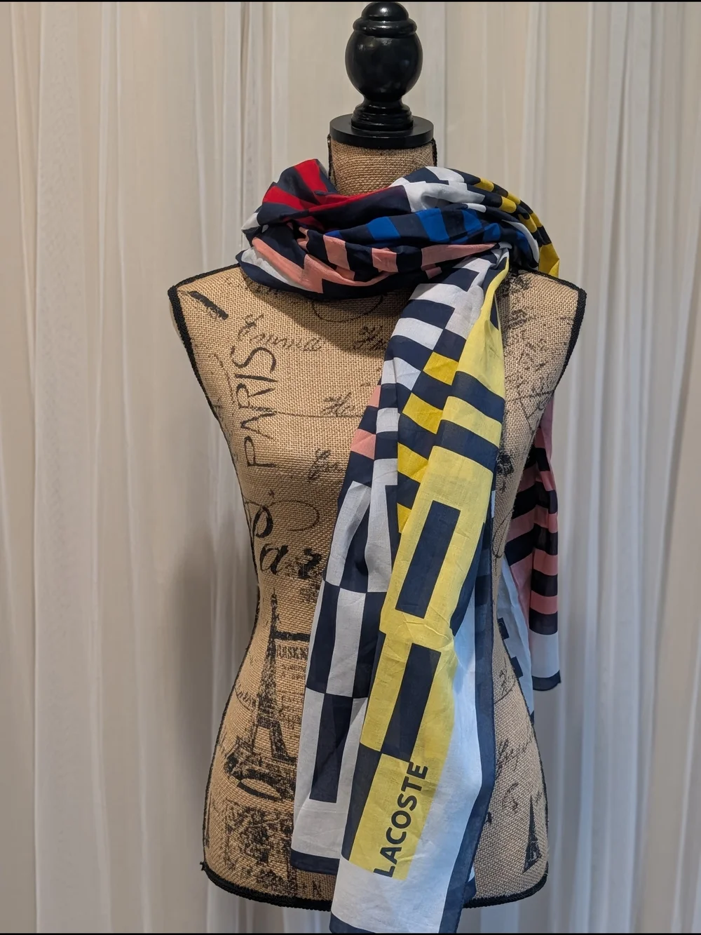 Lacoste Geometric Stripe Scarf